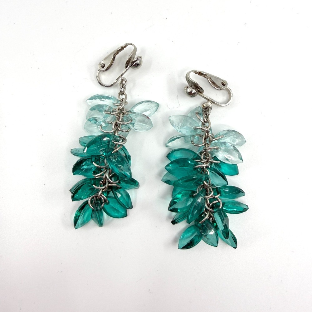 Ombre Green Crystal Cluster Dangle Earrings - Boho Statement Gift
